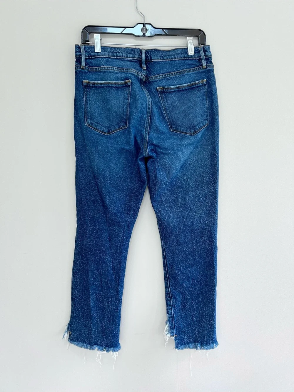 Frame Le High Straight Leg Distressed Cropped Stretch Jeans Medium Blue Wash, 29 - Picture 4 of 12